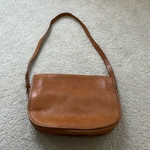 J.Crew Saddle Bag Tobacco Brown Pecan Leather Handbag Purse Shoulder Bag